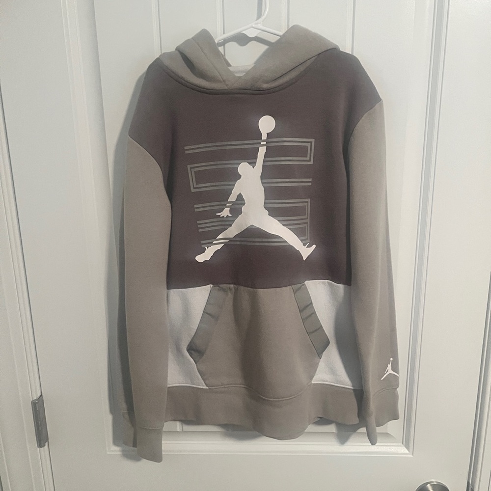 Jordan Brown and Gray Kids Hoodie